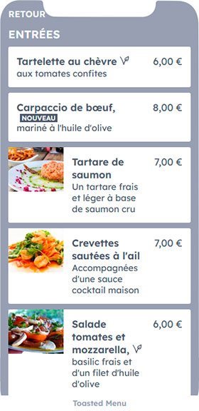 Online menu with QR Code - La carte